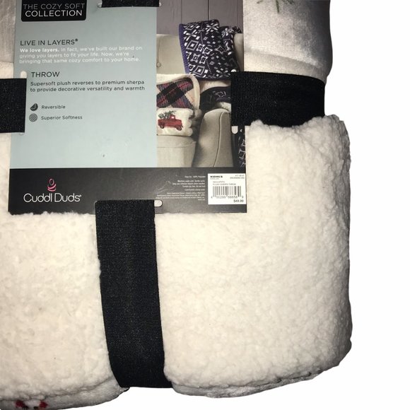 Cuddl Duds Bedding Nwt Cuddl Duds Reversible Snowman Throw 5x60